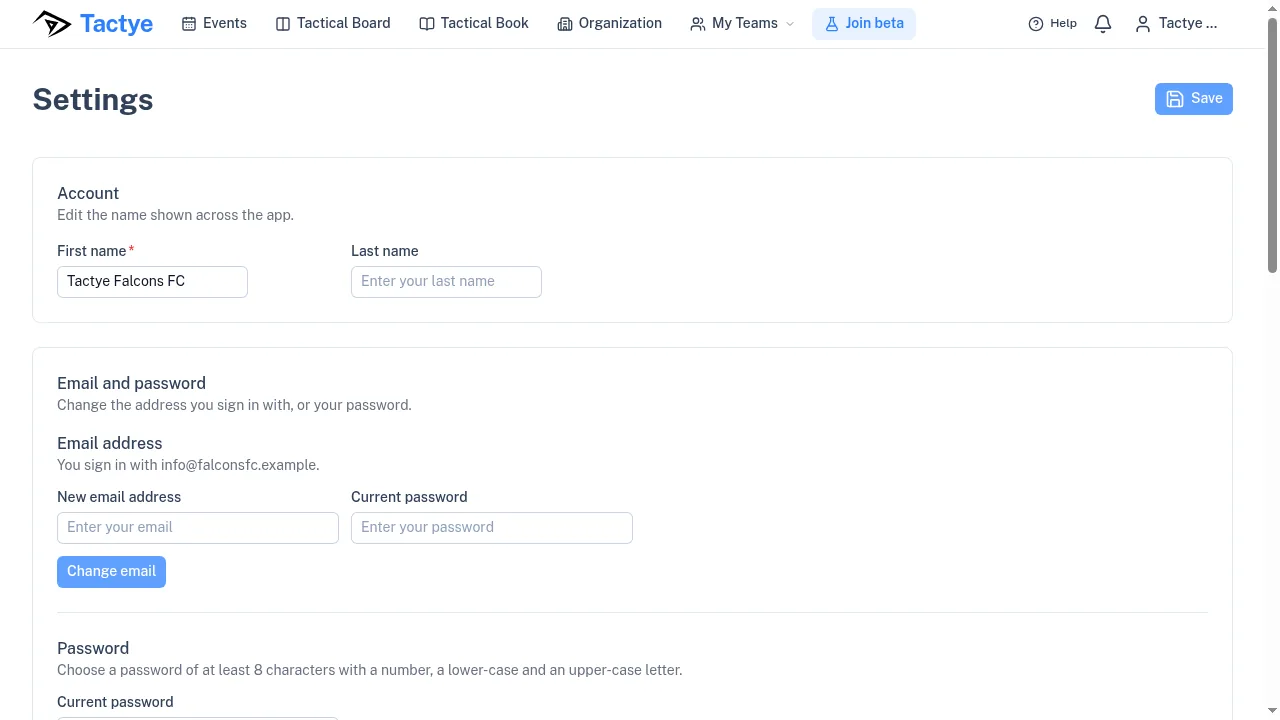 Your account and settings