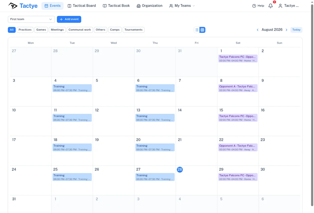 Your whole season on one calendar